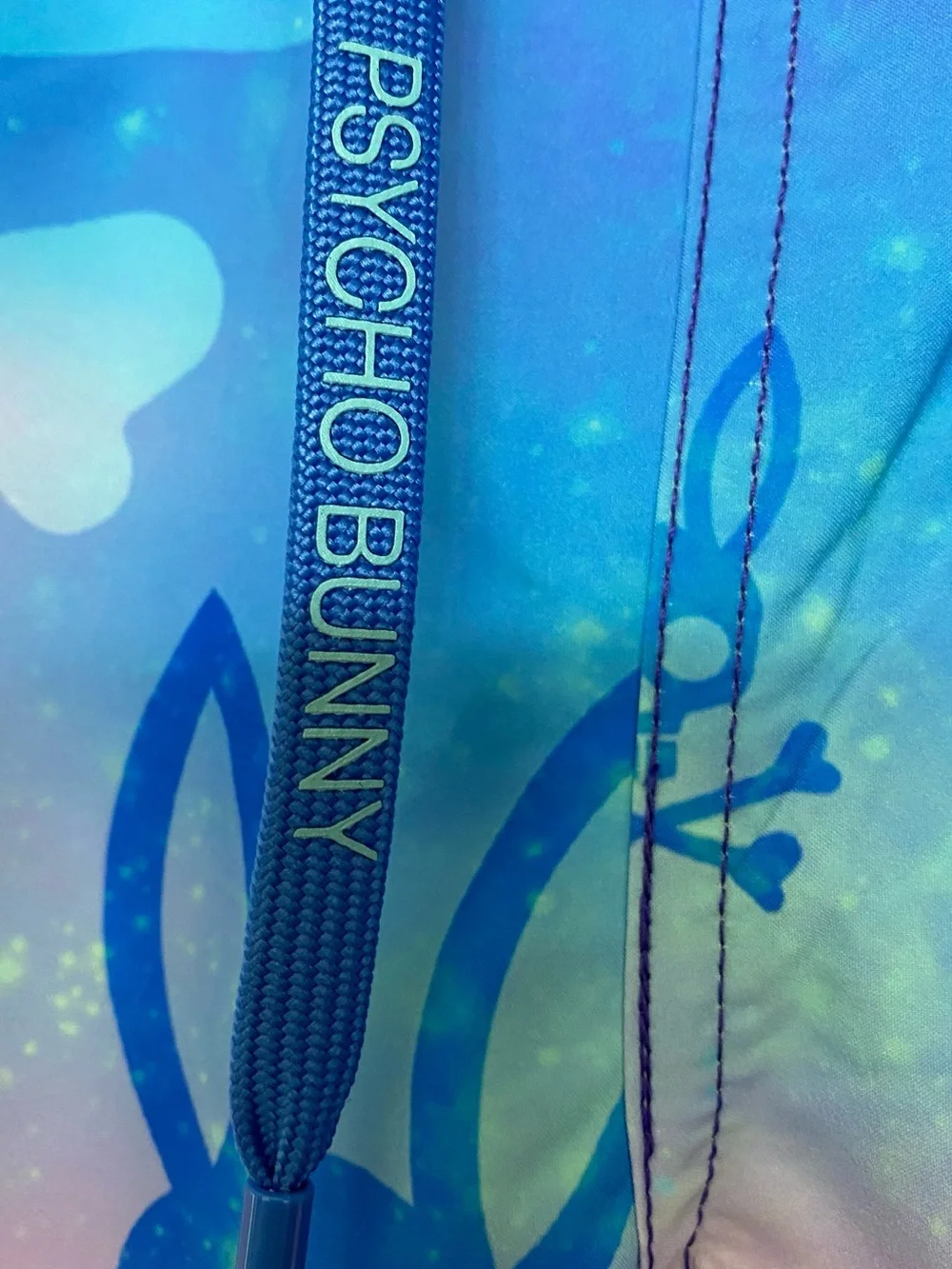 Psycho Bunny Blue-to-Pink Gradient Skull Swim Shorts